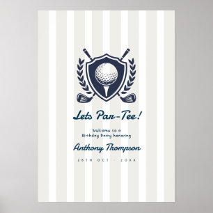 Navy & Cloud Dancer Preppy Golf Verjaardags Welkom Poster