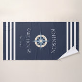 Navy Compass Rose Lake House (Serviette de bain)
