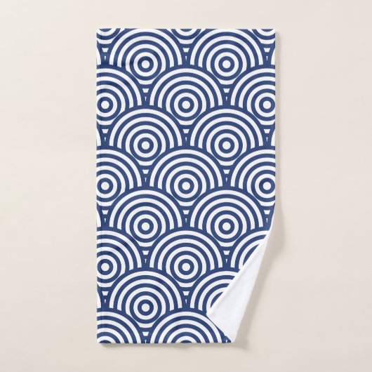 Navy Concentric Circle Patroon Bad Handdoek (Handdoek)
