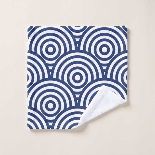 Navy Concentric Circle Patroon Bad Handdoek (Wasdoekje)
