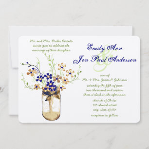 Navy Copper en Green Mason Jar Wild Flower Kaart