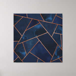 Navy & Copper Geo Canvas Afdruk