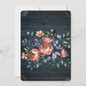 Navy & Copper Peony Wood Koppels Douche Kaart (Achterkant)