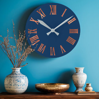 Navy Copper Roos Gold Minimal Metallic Urban Ronde Klok