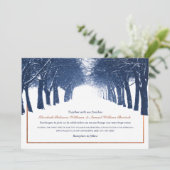 Navy Copper Winter Trees Avenue Wedding Invite Kaart (Staand voorkant)