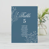 Navy Corner Floral Boho Bruiloft Zitkaarten Kaart (Staand voorkant)