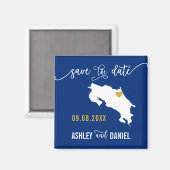 Navy Costa Rica Wedding Save the Date Map Magneet (Voorkant / Achterkant)