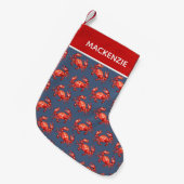 Navy Crab Pattern, gepersonaliseerd Kleine Kerstsok (Voorkant (Hangend))