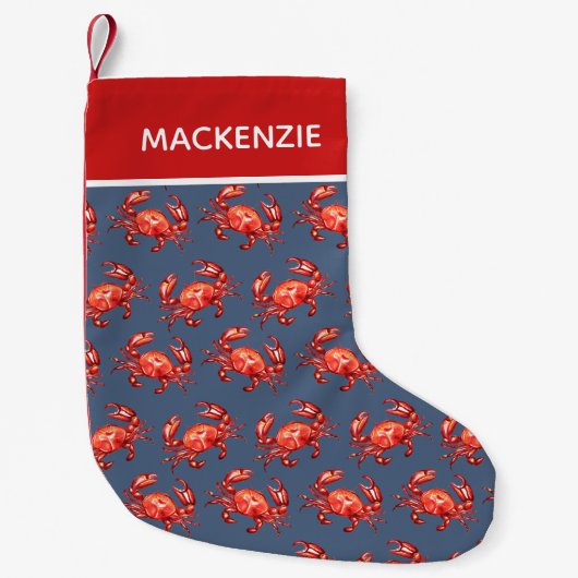 Navy Crab Pattern, gepersonaliseerd Kleine Kerstsok (Voorkant)