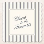 Navy & Cream Classic Script Wedding Kartonnen Onderzetters (Voorkant)