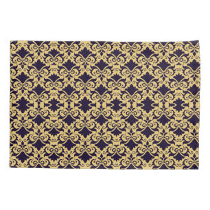 Navy Cream Damask Bows omkeerbaar Kussensloop
