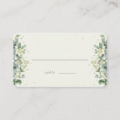 Navy/Cream Snowberry+Eucalyptus Bruiloft Flat Plaatskaartje (Voorkant)