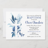 Navy Cross Rustic Boy Baptism Kaart (Voorkant)