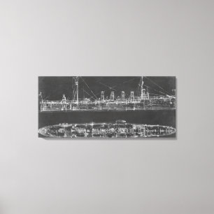 Navy Cruiser Blueprint Canvas Afdruk