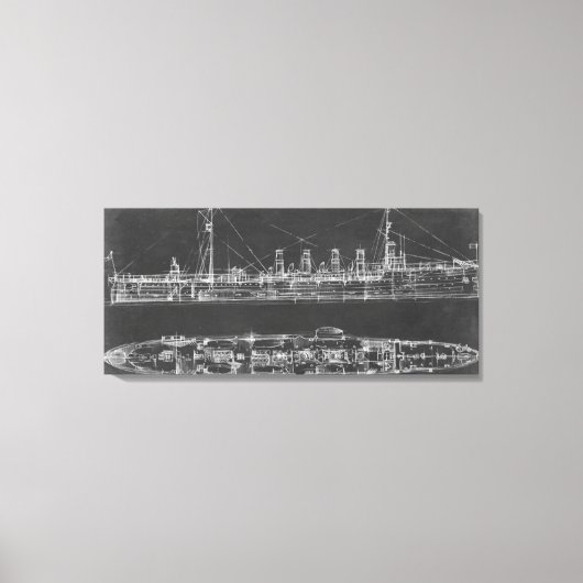 Navy Cruiser Blueprint Canvas Afdruk (Voorkant)