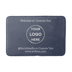 Navy Custom Logo Text Modern minimalist Business Badmat