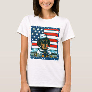 Navy Dachshund T-shirt