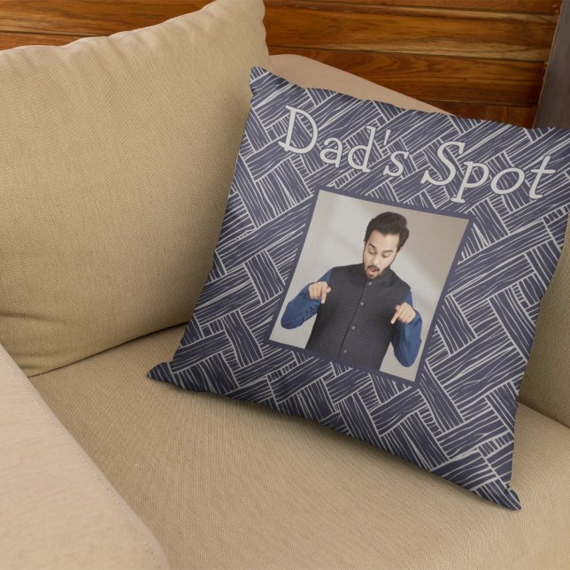 Navy Dad's Spot Couch Foto Vaderdag Gift Kussen (Creator heeft geüpload)