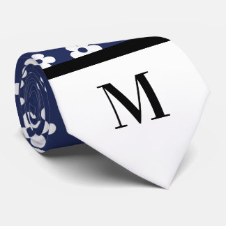 Navy Daisies Monogramed stropdas