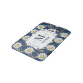 Navy Daisy Gingham Monogram Decor Badmat (Gekanteld)
