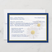 Navy Daisy Recipe Theme Bridal Shower Kaart (Achterkant)