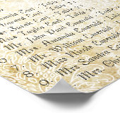 Navy Damask  Modern Peacock Seating Chart Poster (Hoek)