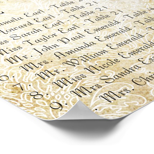 Navy Damask  Modern Peacock Seating Chart Poster (Hoek)