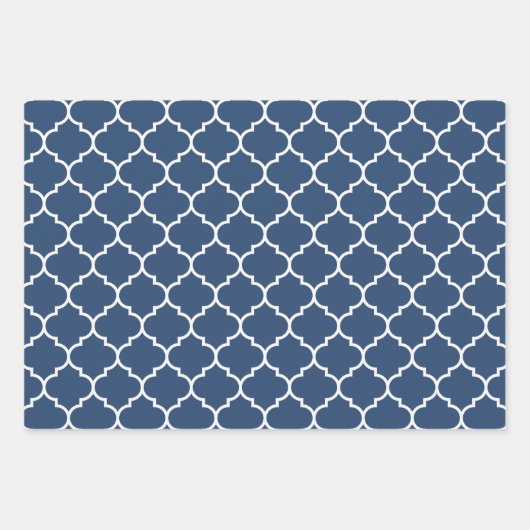 Navy Damask Moroccan Pattern Inpakpapier Vel (Voorkant 2)