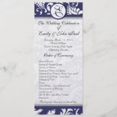 Navy Damask Swirls Trouwprogramma Programma (Voorkant)