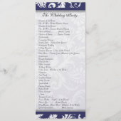 Navy Damask Swirls Trouwprogramma Programma (Achterkant)
