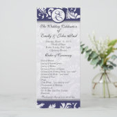 Navy Damask Swirls Trouwprogramma Programma (Staand voorkant)