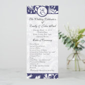 Navy Damask Swirls Trouwprogramma Programma (Staand voorkant)