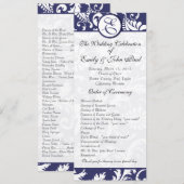Navy Damask Swirls Trouwprogramma Programma (Voorkant / Achterkant)