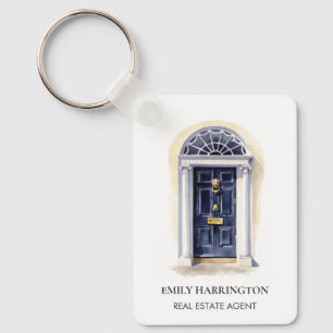Navy Deur Watercolor Logo Makelaar Sleutelhanger