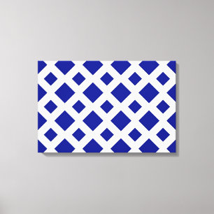 Navy Diamonds op White Canvas Afdruk