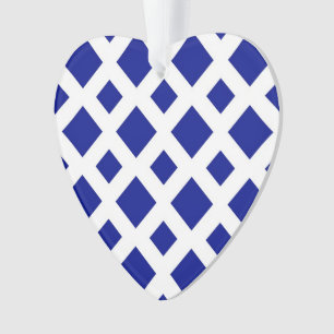 Navy Diamonds op White Ornament