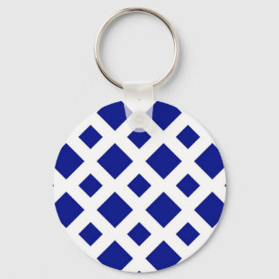 Navy Diamonds op White Sleutelhanger
