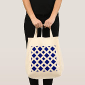 Navy Diamonds op White Tote Bag (Voorkant (product))