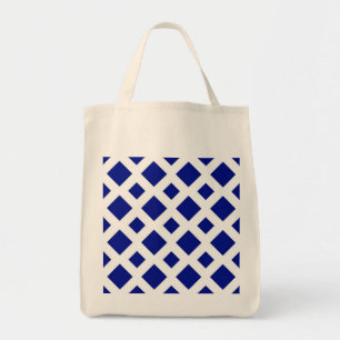Navy Diamonds op White Tote Bag