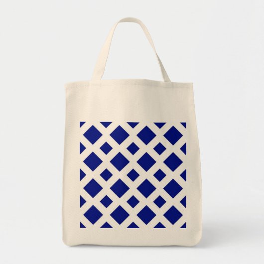 Navy Diamonds op White Tote Bag (Voorkant)