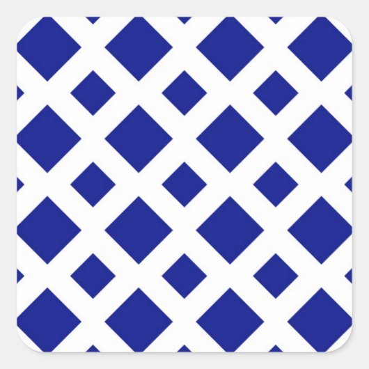 Navy Diamonds op White Vierkante Sticker (Voorkant)