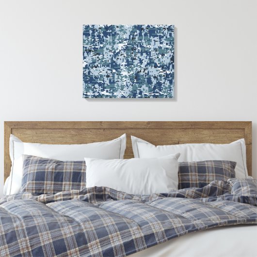 Navy Digital Camouflage Decor Canvas Afdruk (Insitu (Slaapkamer))