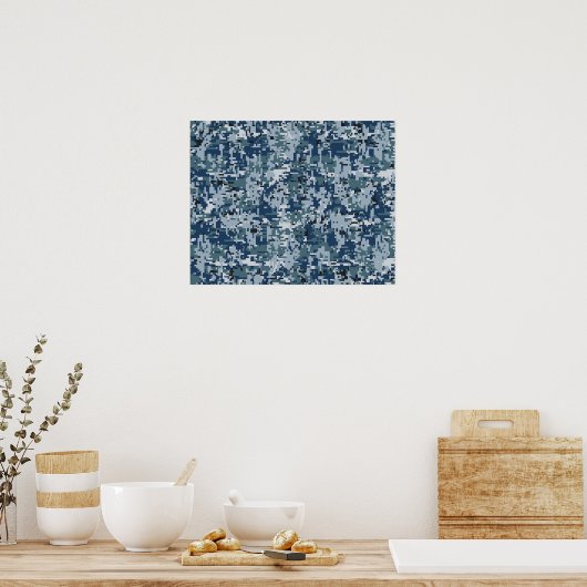 Navy Digital Camouflage Decor Poster (Keuken)