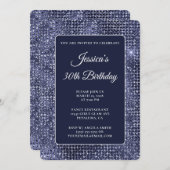 Navy Disco Glitter 30e verjaardag Kaart (Voorkant / Achterkant)