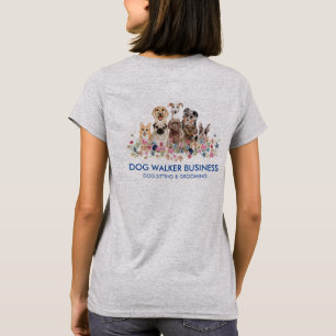 Navy Dog Service dubbele zijde groomer walker zitt T-shirt