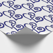 Navy Double Heart Cadeaupapier (Hoek)