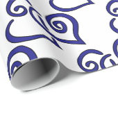 Navy Double Heart Cadeaupapier (Rol Hoek)