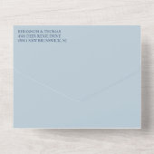 Navy & Dove Blue Greenery Monogrammed Wedding All In One Uitnodiging (Achterkant)