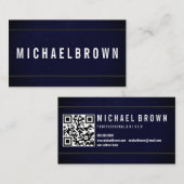 Navy Dust Driver Minimalist Bold Moderne QR-code Visitekaartje (Voorkant / Achterkant)