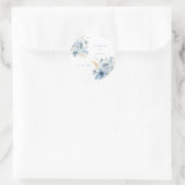 Navy Dusty Blauw Goud Bloemen Lente Bloei Bruiloft Ronde Sticker (Tas)